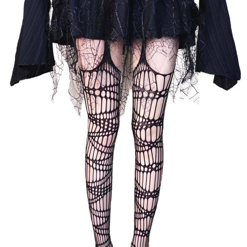 Japanese Gothic Harajuku Y2K Fishnet Suspenders Pantyhose
