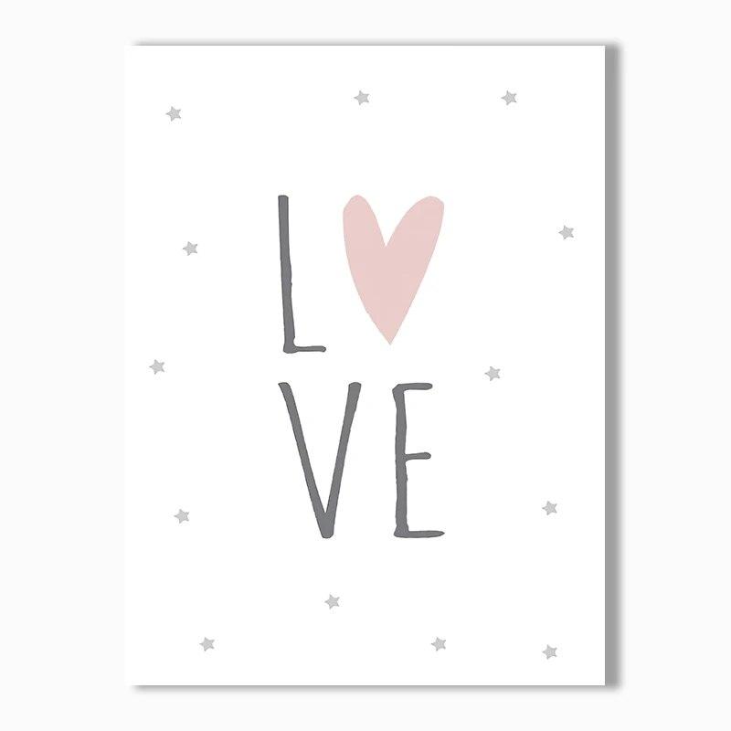 

Милый простой мультяшный розовый кролик с любовью, жирафом, звездами, скандинавский холст, картина, принт, настенный художественный постер, декор для детской комнаты для маленьких девочек 21cm×30cm NoFrame