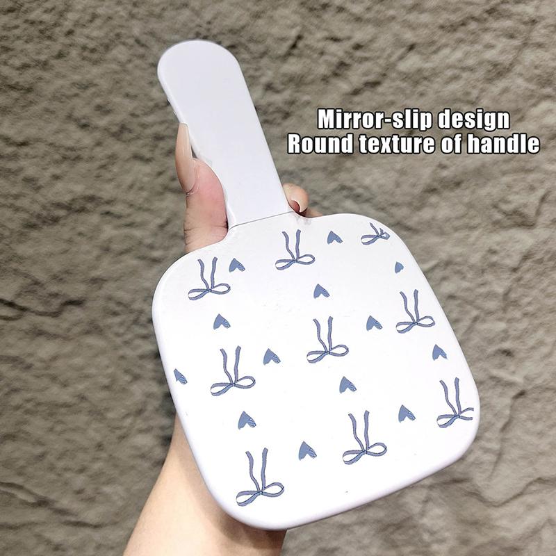 Portable Bow Cute Pink Mirror Comb Handheld Mirror Comb Extracted Integrated Hair Brush Massage Styling Tool Make Up Mirror