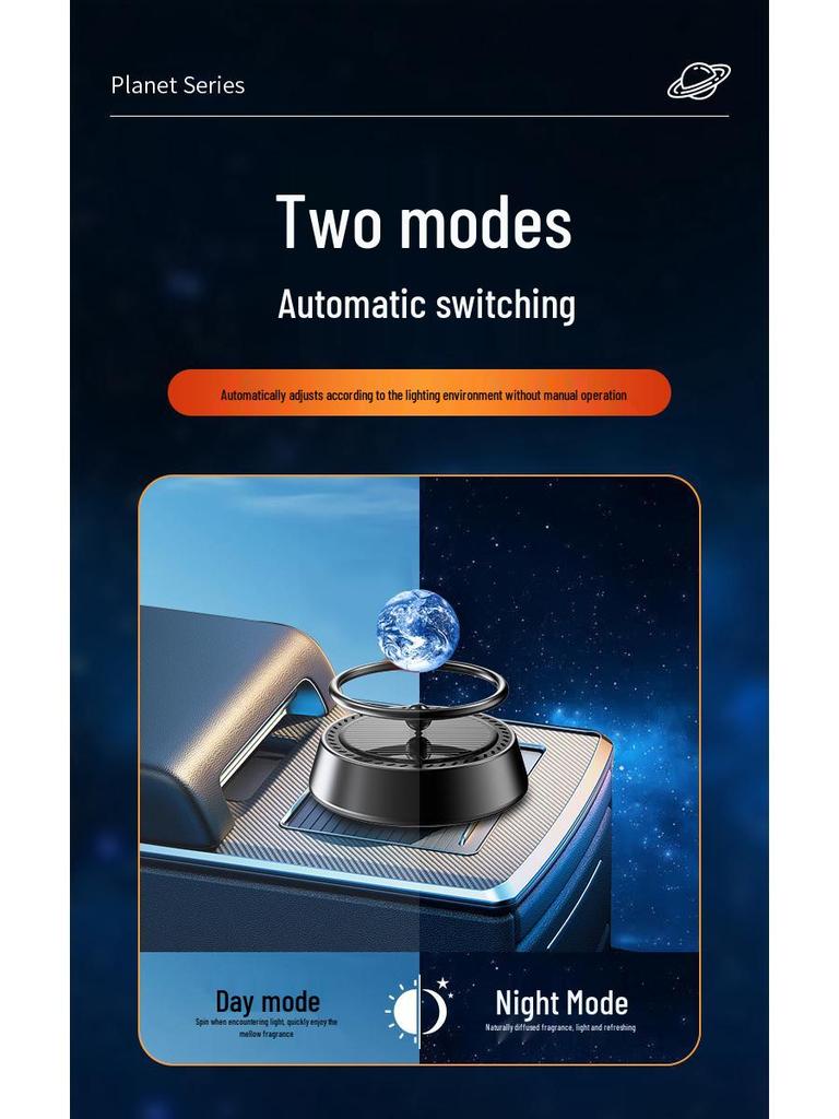 Creative Planet Solar Rotating Car Air Freshener Ornament for Aromatherapy and Console Decoration