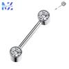 F136 Titanium Alloy Pin-In Nipple Ring With Stone Cylindrical Ear Bridge 14g Straight Rod Earrings Body Piercing Jewelry