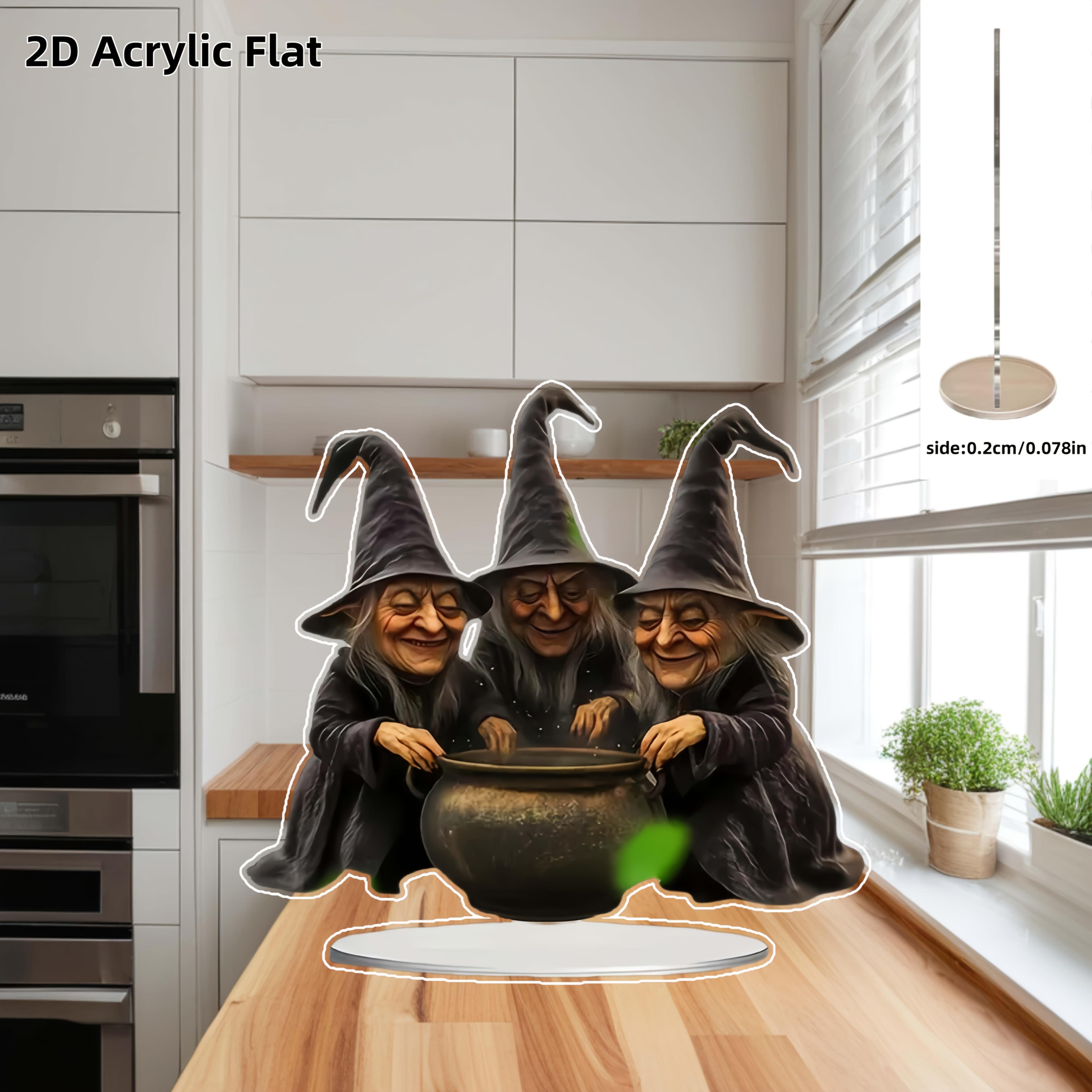 

2D Flat Acrylic Witch Decoration, Indoor and Outdoor Decoration - No Battery/electricity Required, Free Day Decoration, Shop Decoration, Durable Outd 20*18cm