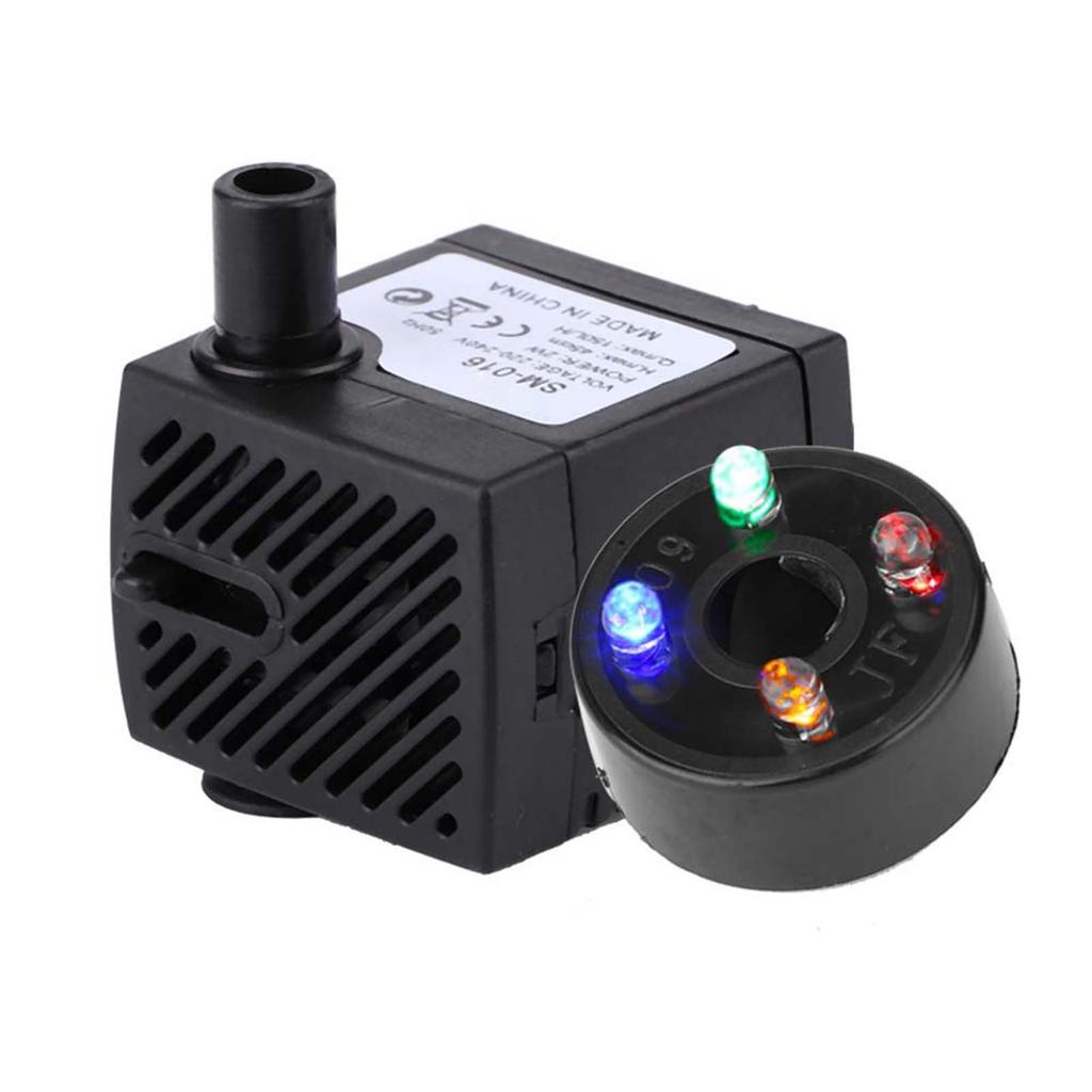 SM-016 2W Fish Tank Submersible Water Pump with 4 Colorful Lights Aquarium Filter for Rockery