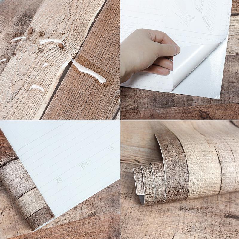 Retro Faux Wood Grain Peel And Stick Wallpaper Self-adhesive Wood Plank Wallpaper Roll Removable Vinyl Wall Covering For Restaur