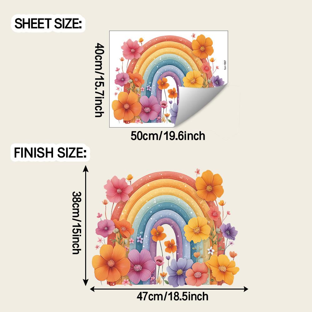 

Акварельные цветочные радужные наклейки для прихожей, спальни, украшения дома и украшения стены