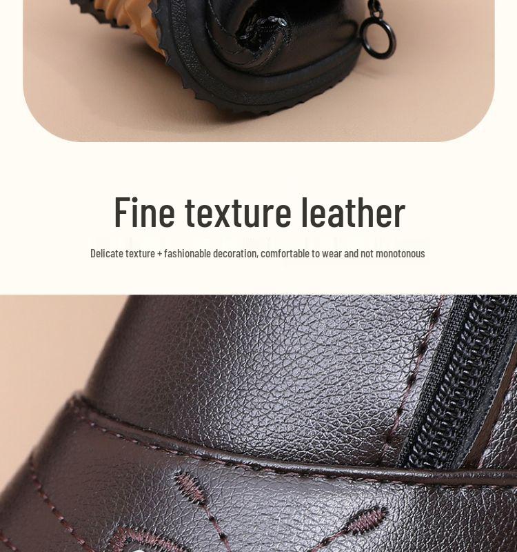 Winter Non-Slip Velvet Flat Boots for Middle-Aged & Elderly Women - Warm, Waterproof, Low-Top Grandma Shoes