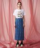 Pelimela Denim Jacquard H-Line Midi Skirt (Blue)