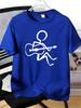 Unisexs Tee Stick Figure Playing Guitar Line Art Print Cotton Short Sleeve Male Casual Streetwear Outdoor Daily Basic Fashion Top