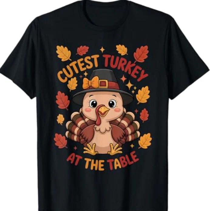Cutest Turkey Girls Kids Thanksgiving Girls T-Shirt 3XL