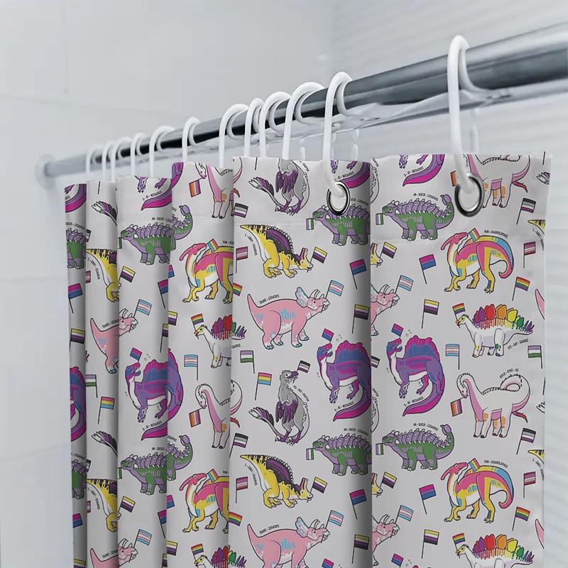 Rainbow Pride Shower Curtain Lgbt Bathroom Decor Transgender Flag Shower Liner Lgbtq+ Washable Backdrop
