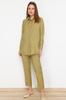 Women's Hijab Bottom-Top Set Fashion New Season Brown Modal Fabric Woven Bottom Top Shirt Trousers Set