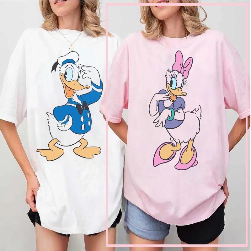 202526 Летняя Модная Футболка Y2k Шляпа Микки Мауса С Принтом 100% Хлопок Печатная Футболка Парные Наряды Свободная Футболка Disney S