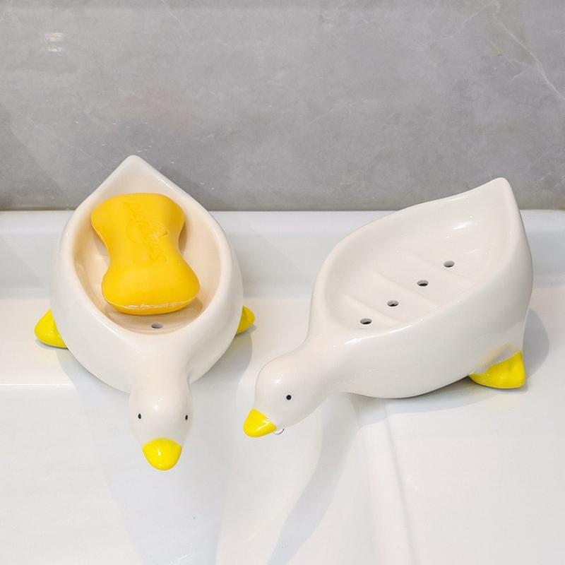 1pc Cute Little Yellow Duck Soap Box, No Water Accumulation In The Bathroom Sink Soap Box, Little Duck.