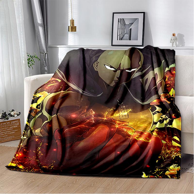 3D One Punch Man Saitama Cartoon Anime Soft Blanket,Soft Throw Blanket for Home Bedroom Bed Sofa Travel Cover Child Gift