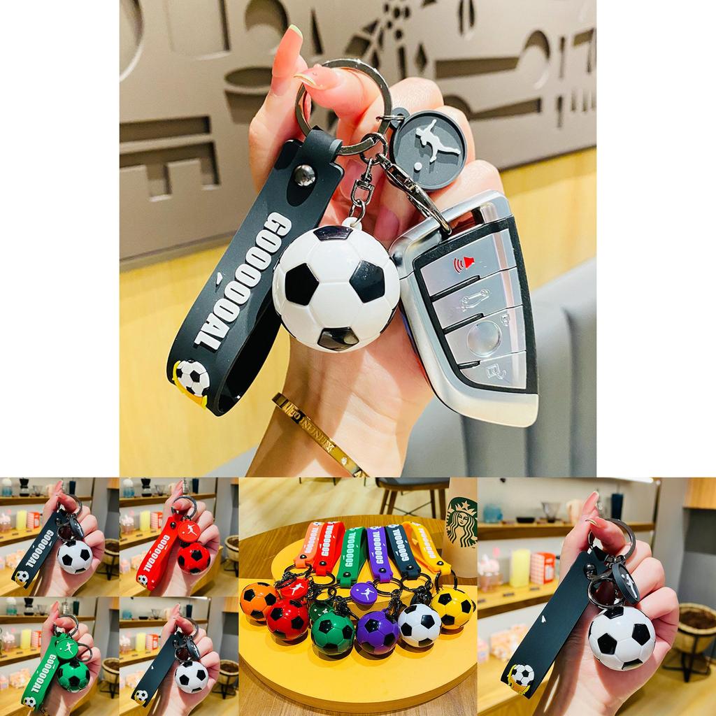 Cute Cartoon Soccer Keychain Adorable Faux Football Bag Hanger Car Accessory