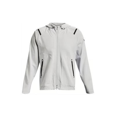 Serie Protección Solar Sólida con Cremallera Completa Capucha con Cordón Chaqueta Deportiva Tejida Transpirable para Entrenamiento para Hombre Chaqueta Gris 1370494-014