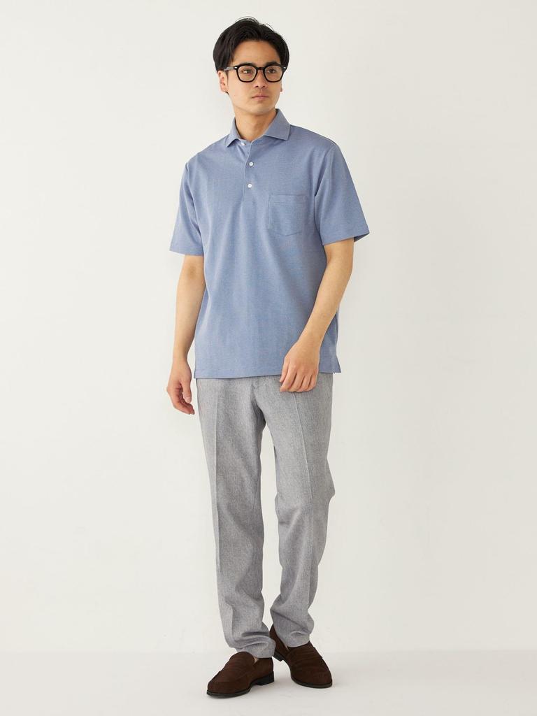 SHIPS Colors Men's Polo Shirt, Moisture-Wicking, Quick-Drying, Kanoko Wide Collar, Light Blue, Size L, 212170048