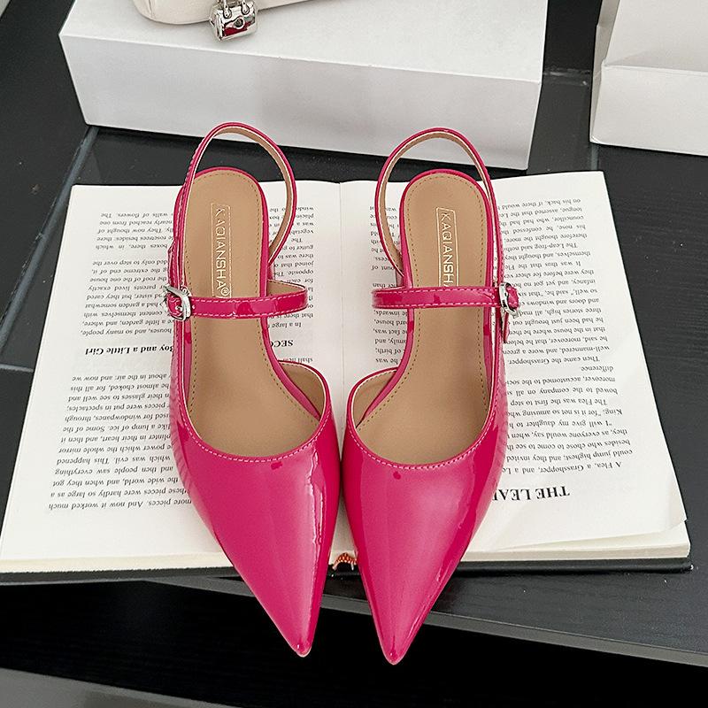 

Fashion Sexy Pointed Toe Patent Leather Women Pumps Chunky Square Heel Front Rear Strap Mules Sandals Elegant Party Wedding Bridal Shoes 40 розы красного