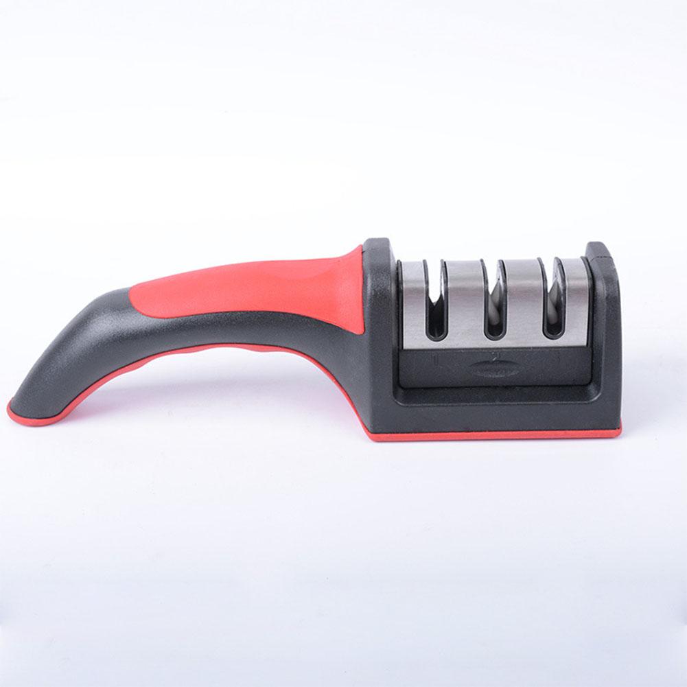 Household Double-side Knife Sharpener with 3 Slots Multifunctional Sharpening Plate Grindstone Kitchen Tool