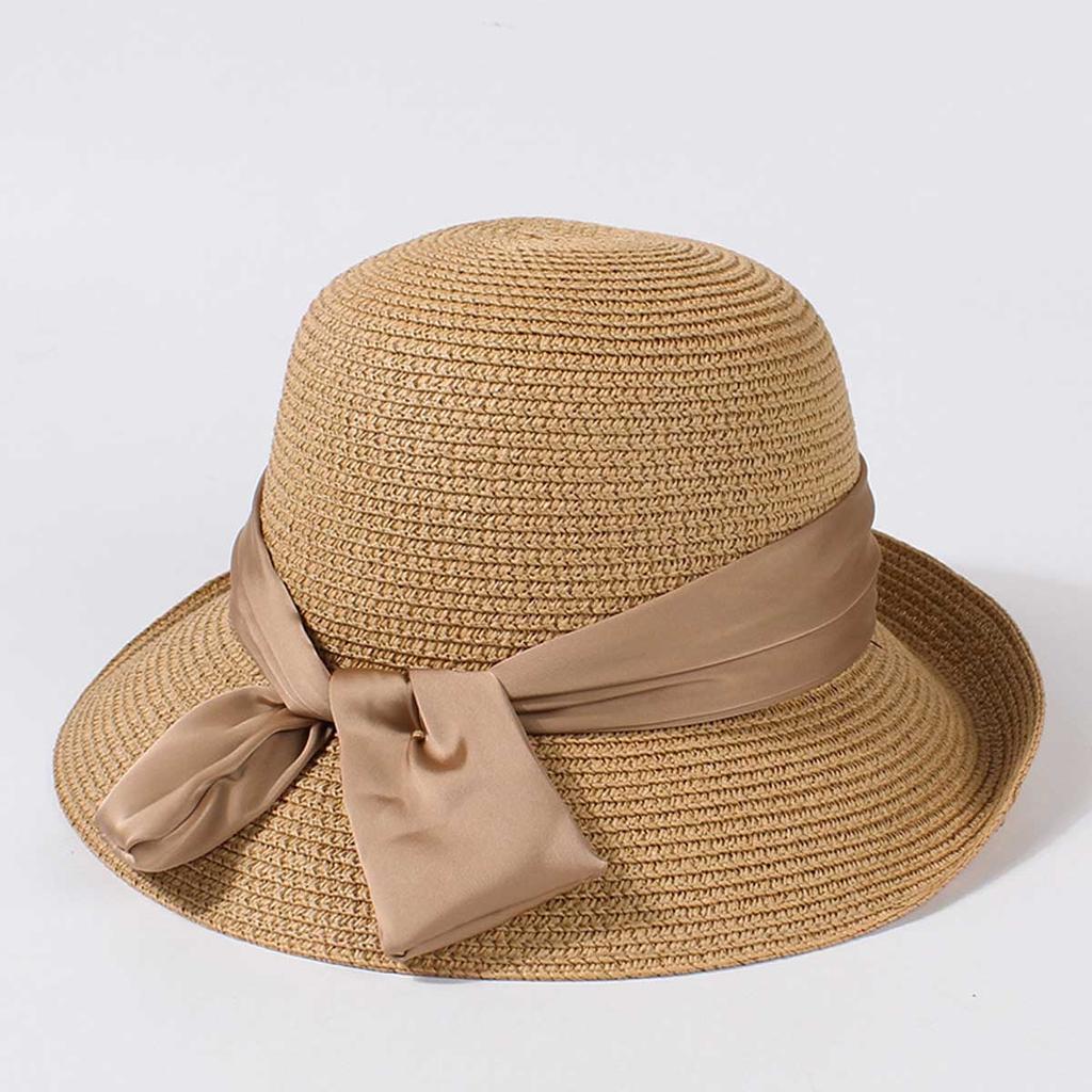 1PC New Summer Women Sun Hat Casual Fashion Bowtie Fisherman Hat Straw Hat with Bow Ribbon Travel Beach Hat CJCYMZ050
