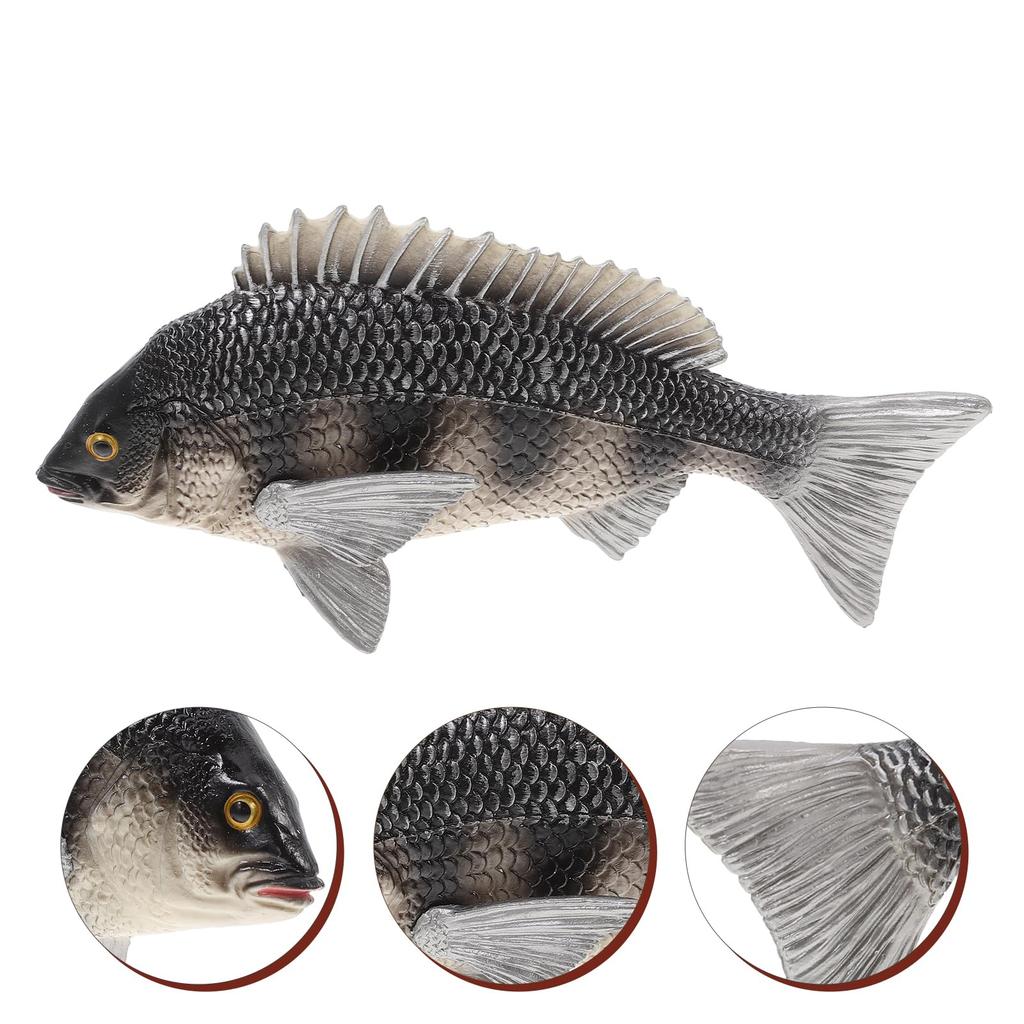 EXCEART Sea Bream Figure, Fish Model, Decorative Black Figurine, Simulation Toy