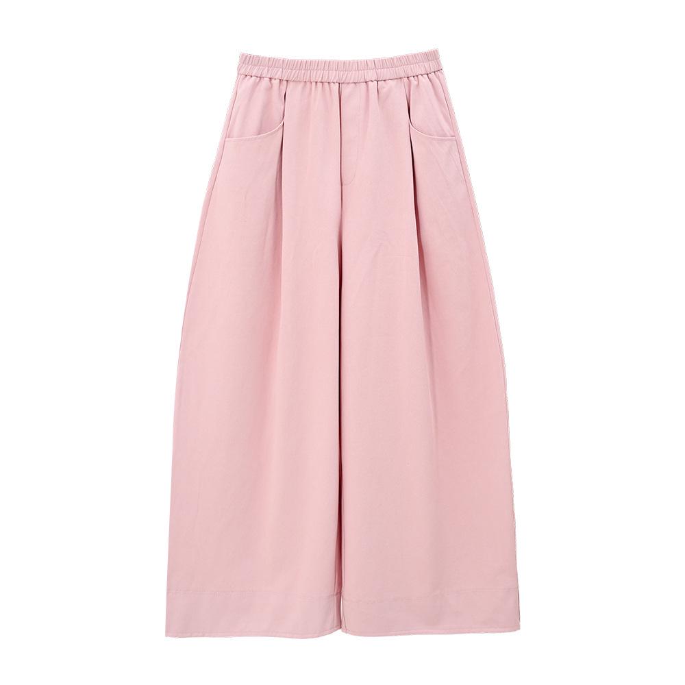 

ABOUTSEA Women s Spring Loose Casual Wide-Leg Cropped Pants - Plus Size, Elastic Waist, Double Water Washed Pure Cotton, Slimming. S