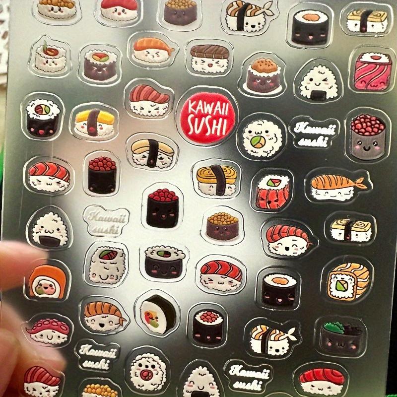 2pcs 3D Sushi Nail Stickers, Japanese Food Theme Embossed Nail Art Decals for Fake Nails & Press-On Nails