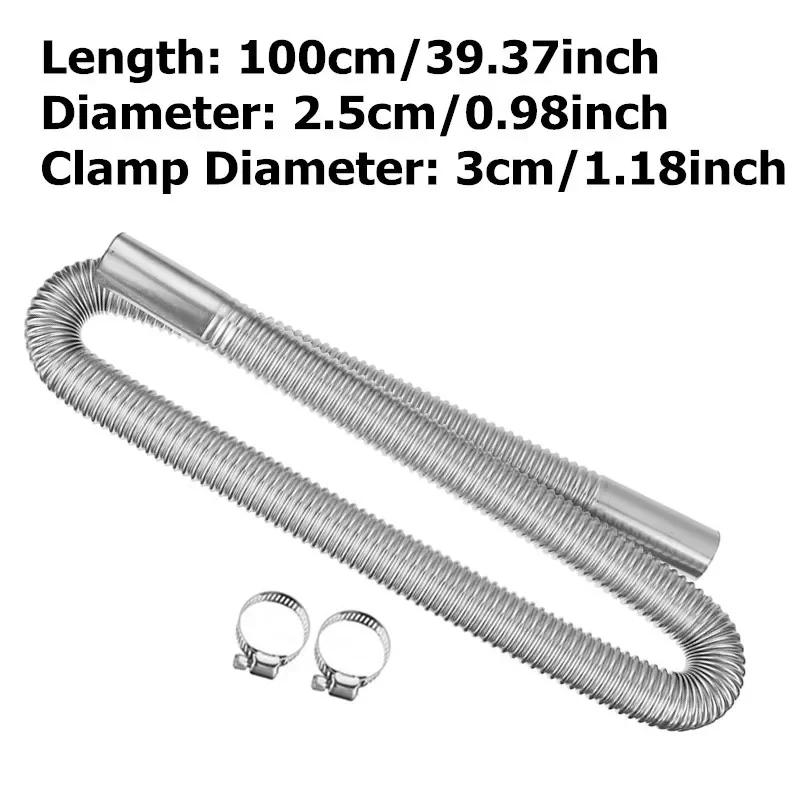 60cm-300cm Air Diesel Parking Heater Stainless Steel Exhaust Pipe Tube Vent Hose Elbow Connector w /Clamps For Car Truck Van