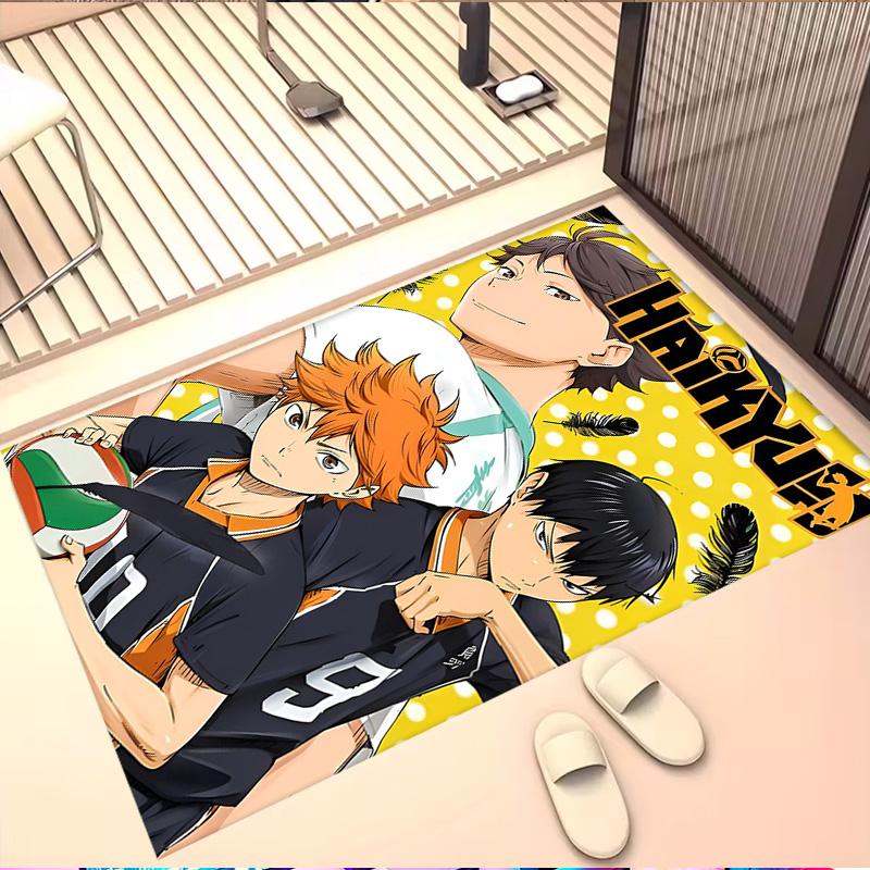 Dywan z nadrukiem Haikyu, Zmywalny dywanik podłogowy, Do przedpokoju, akademika, pralni, biura, gabinetu, Dekoracja domu, Prezent urodzinowy, na Boże Narodzenie