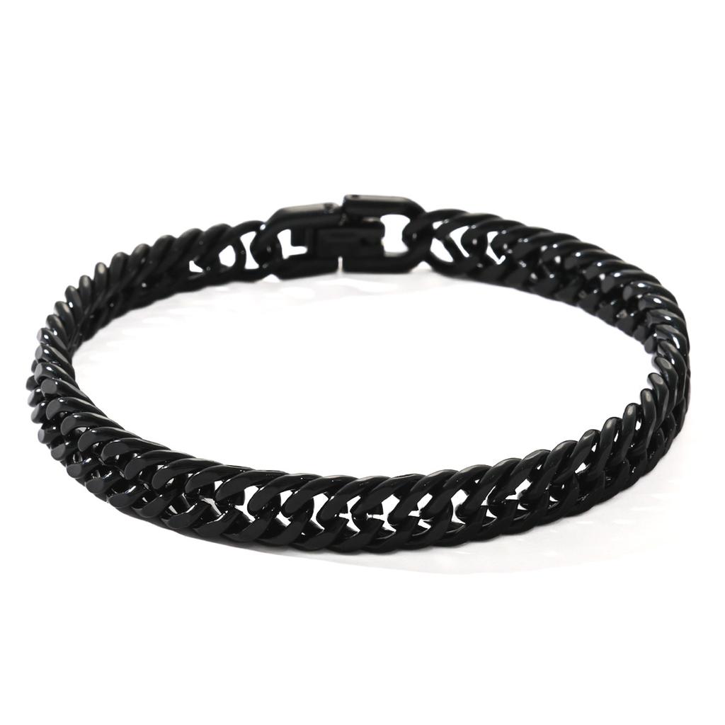 Stainless steel four-sided grinding double-woven bracelet hip-hop cold wind Cuban bracelet jewelry buckle bracelet