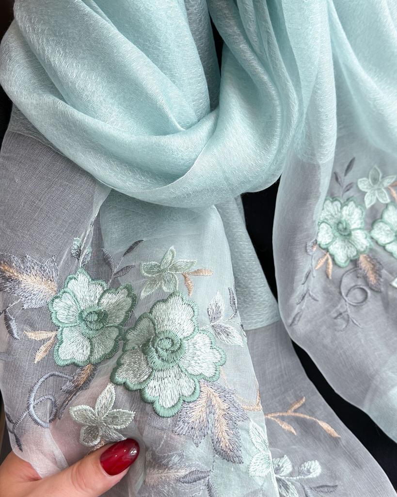 2025 Silk Women Scarf Warm Wool Shawls Lady Wraps Elegant Bufanda Floral Pashmina Embroidery Scarves Foulard  Hijab