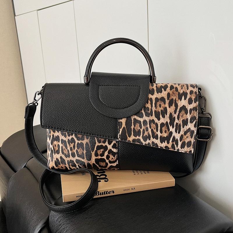Fashi Zipper Solid Faux Suede Sewing Thread Shoulder Bags 2026 High Quality Leopard Print Large Capacity Handbags for Women