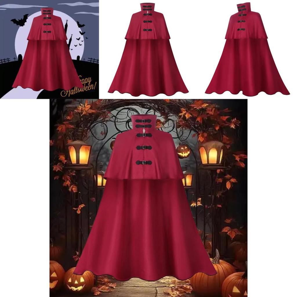 Medieval Hooded Cloak Gothic Long Trench Cape Costume For Halloween Party