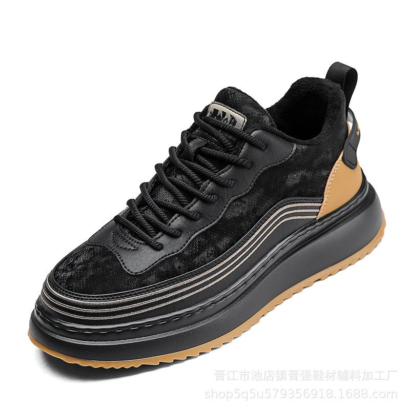 

Зимние новые бархатные теплые хлопковые туфли мужские кожаные водонепроницаемые нескользящие толстая подошва амортизация спортивная и повседневная обувь 44