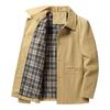 Men's Washed Pure Cotton Workwear Jacket - Spring & Autumn, Lapel Style, Suitable for Middle-Aged & Elderly