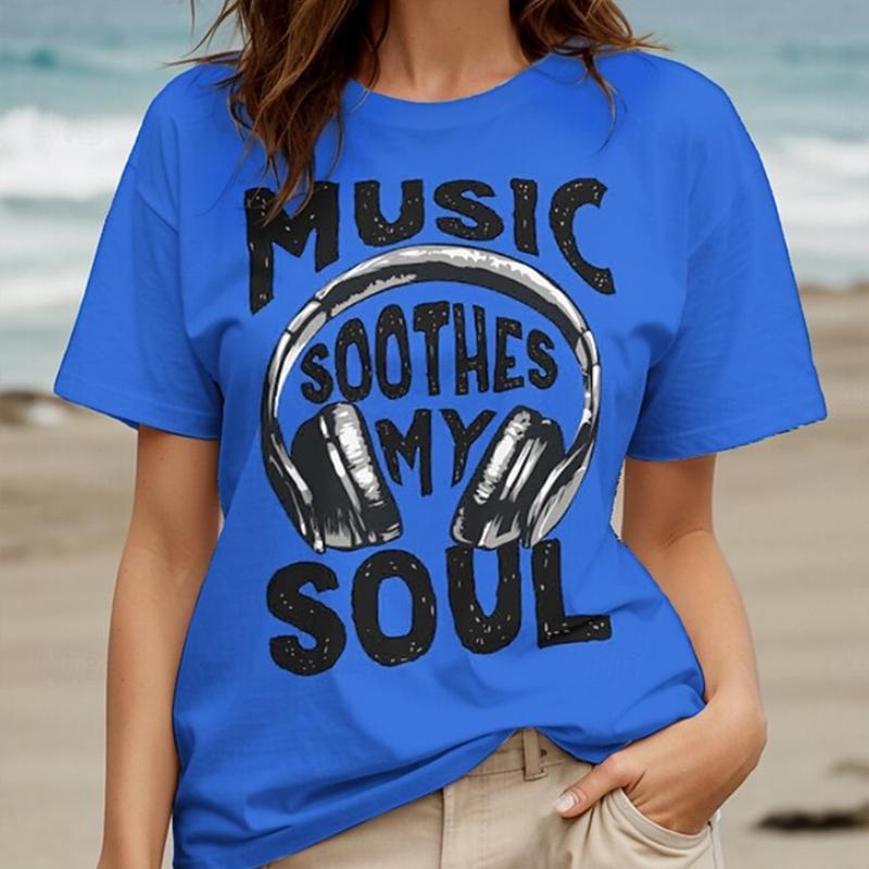 Damen Sommer T-Shirt Retro Mode Kurzarm T-Shirts Lässig Monogramm Bedruckte Oberteile