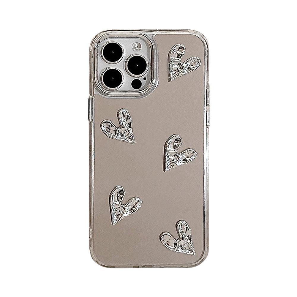 Advanced Three Dimensional Electroplating Heart 17 Suitable for 16 Apple 15 ProMax Mobile Phone Case Mirror IPhone 12 Hard 14