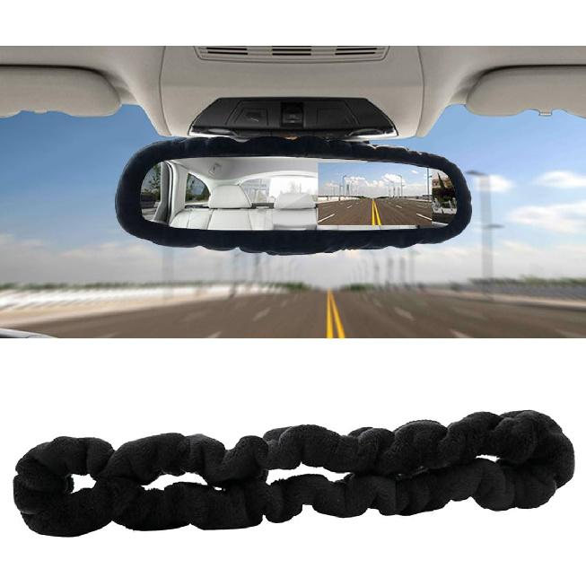 Elastic Plush Auto Rear View Mirror Protector - Stretchy Comfortable Car Rearview Mirror Cover - Automotive Interior Rearview Mirror Decorations -