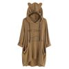 Women Casual Lying Cat Printed Long Sleeve Cat Ear Hooded Sweatshirt Pocket Tops