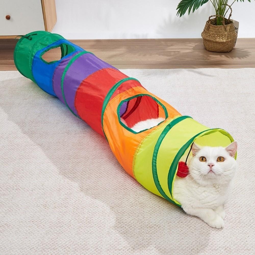 Breathable Folding Cat Tunnel Toys Colorful Kitty Training Toy Pet Collapsible Tube Toy  Training