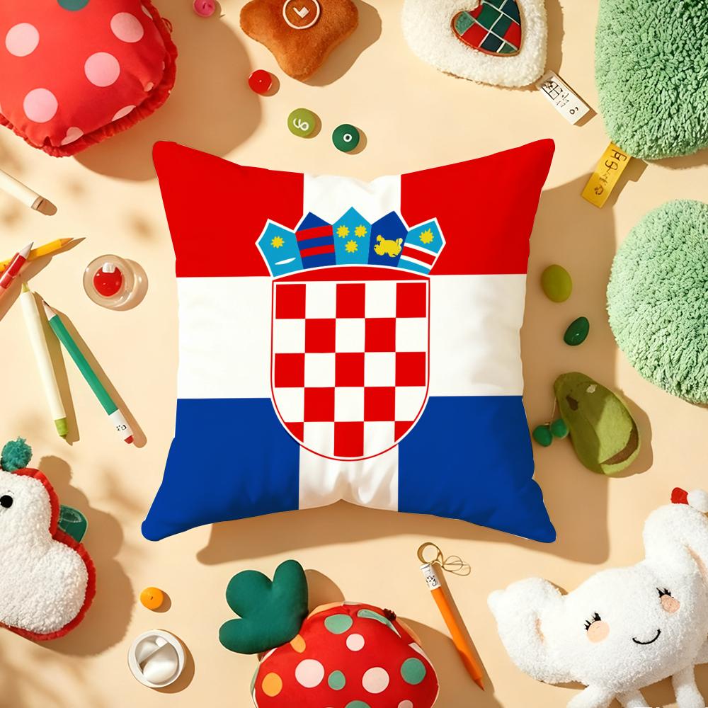 Republic of Croatia Flag Cushion Cover Plush Fabric Soft DoubleSided Printed Sofa Warm Winter Home Gift Pillow Cover
