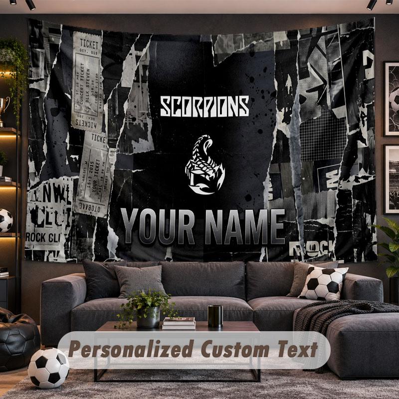 Wall Hanging Tapestry Custom NameScorpions Pattern Personalized Printed Fabric Wall Decor
