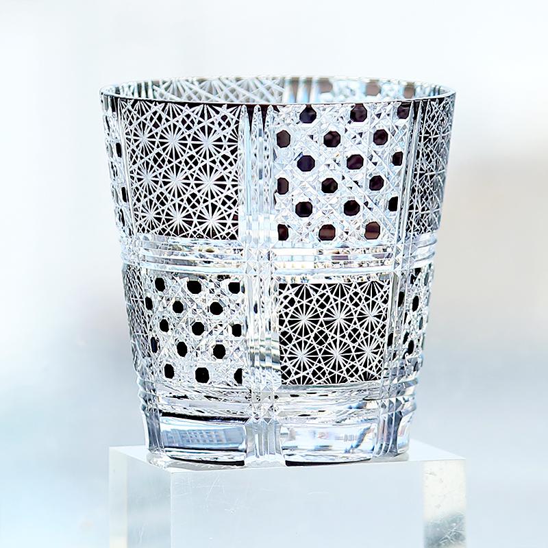 Luxury Black Color Cased Handcrafted Whisky Glass Juice Bourbon Drinkware Edo Kiriko Glass 320ml/11oz for Hotel Party Use
