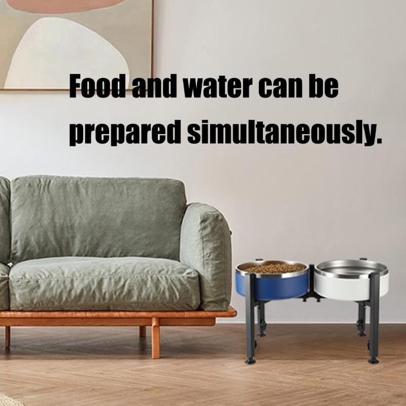 Regulable Height Dog Bowl Stand Durable Carbon Steel Featuring Antislip Base For Stable Pet Feeding Comfortable