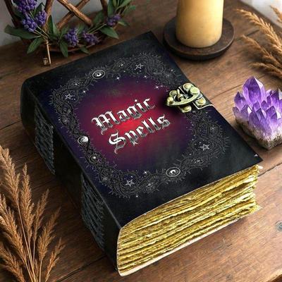 Leather Grimoire Journal: Witchcraft Spell Book with Vintage Lock