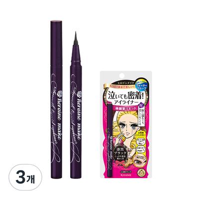 Heroine Make Smooth Liquid Eyeliner Super Keep 0,4 мл, глибокий чорний, 3 шт.