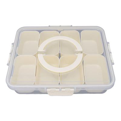 8 Compartment Snack Box with Removable Dividers Serving Tray with Lid and Handle for Home Kitchen Travel Picnic School