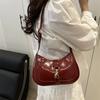 Retro Minimalist Hook Decor Underarm Bag, Y2K Half-Moon Shoulder Bag with Adjustable Strap