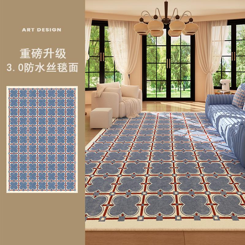 Medieval Style Carpets for Living Room Blue Checkerboard Bedroom Decor Rug Retro Lounge Thick Carpet Home Washable Floor Mat