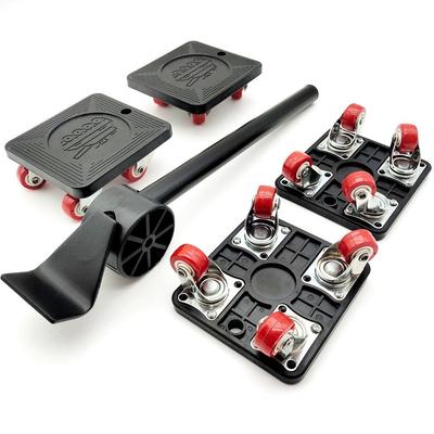5Pcs Heavy Duty Furniture Lifter Set Straight/Bent Shank 360° Wheels Moving Tool Set Multi-purpose Effort Saving